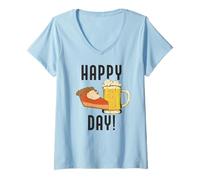 Femme Joyeuse FÊTE DE LA Tarte ET DE LA BIÈRE, Un Ancien MÈME Mormon Pionnier Mormon DE L'Utah T-Shirt avec Col en V