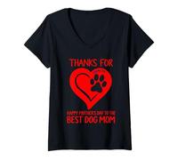 Femme Joyeuse fête des mères à la meilleure maman chienne, merci de votre amour T-Shirt avec Col en V