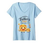 Femme Joyeuse fête des pères à empiler des crêpes d'amour T-Shirt avec Col en V
