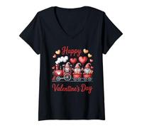 Femme Joyeuse Saint Valentin T-Shirt avec Col en V