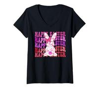 Femme Joyeuses Pâques T-Shirt avec Col en V