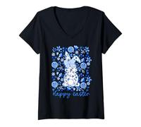 Femme Joyeuses Pâques T-Shirt avec Col en V