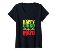 Femme Joyeuses Vacances au Cinco de Mayo, au Mexique, en Amérique T-Shirt avec Col en V