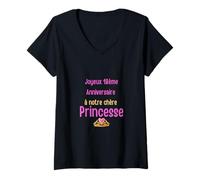 Femme Joyeux 18eme Anniversaire a Notre Chere Princesse T-Shirt avec Col en V