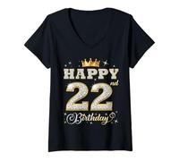Femme Joyeux 22e Anniversaire, 22 Ans, fête d'anniversaire pour Femmes et Hommes T-Shirt avec Col en V