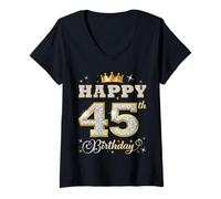 Femme Joyeux 45e Anniversaire, 45 Ans, fête d'anniversaire pour Femmes et Hommes T-Shirt avec Col en V