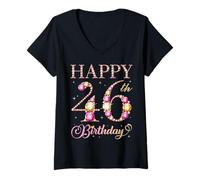 Femme Joyeux 46e Anniversaire, 46 Ans, fête d'anniversaire pour Hommes et Femmes T-Shirt avec Col en V