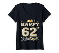 Femme Joyeux 62e Anniversaire, 62 Ans, fête d'anniversaire pour Femmes et Hommes T-Shirt avec Col en V