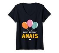 Femme Joyeux anniversaire Anais T-Shirt avec Col en V