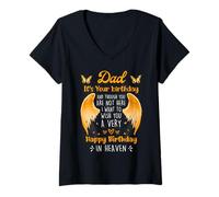 Femme Joyeux Anniversaire au Paradis à Mon père, Mon père Perdu T-Shirt avec Col en V