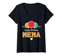 Femme Joyeux anniversaire en disant Nena T-Shirt avec Col en V