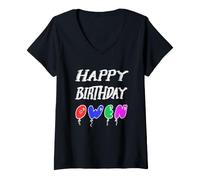 Femme Joyeux Anniversaire Owen T-Shirt avec Col en V