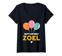 Femme Joyeux anniversaire Zoel T-Shirt avec Col en V