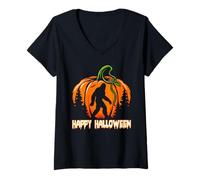 Femme Joyeux Halloween Sasquatch T-Shirt avec Col en V
