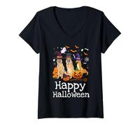 Femme Joyeux Halloween T-Shirt avec Col en V