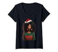Femme Joyeux Noël, Chocolat sucré, Noël, Que Dieu Vous bénisse Tous T-Shirt avec Col en V