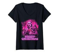Femme Joyeux Noël Festif Slasher Candy Cane Menace T-Shirt avec Col en V