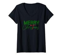 Femme Joyeux Noël Jésus Christ Croix Raison pour la Saison Meme T-Shirt avec Col en V