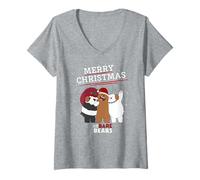 Femme Joyeux Noël We Bare Bears T-Shirt avec Col en V