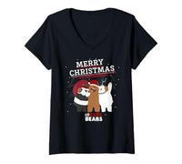 Femme Joyeux Noël We Bare Bears T-Shirt avec Col en V