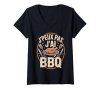 Femme J'Peux Pas J'ai BBQ - Amoureux du Barbecue Saucisson BBQ T-Shirt avec Col en V