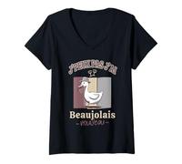 Femme J'peux Pas J'ai Beaujolais Nouveau Homme Humour Fête du Vin T-Shirt avec Col en V