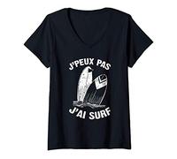 Femme J'Peux Pas J'ai Surf Humour Surfing Cadeau Drôle Ado Surfeur T-Shirt avec Col en V