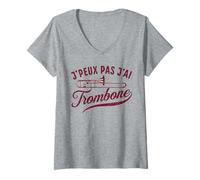 Femme J'Peux Pas J'Ai Trombone Joueur Tromboniste Humour T-Shirt avec Col en V