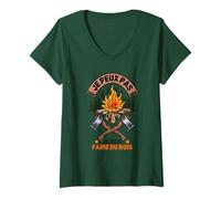 Femme J'Peux Pas Je Dois Faire Bois Hachette Bûcheron Tronçonneuse T-Shirt avec Col en V