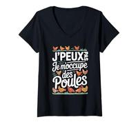 Femme J'Peux Pas Je M'occupe Des Poules T-Shirt avec Col en V