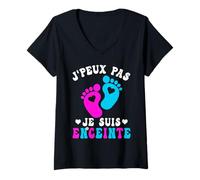 Femme J'peux Pas Je Suis Enceinte Annonce Grossesse Future Maman T-Shirt avec Col en V