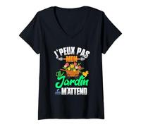 Femme J'Peux Pas Mon Jardin M'Attend Drôle Jardinage Jardinier T-Shirt avec Col en V