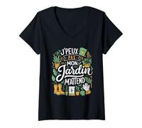 Femme J'Peux Pas Mon Jardin M'Attend Drôle Jardinage T-Shirt avec Col en V