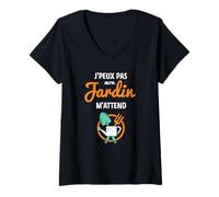 Femme J'Peux Pas Mon Jardin M'Attend Drôle Jardinage T-Shirt avec Col en V