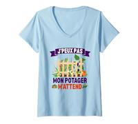 Femme J'peux Pas Mon Potager m'attend - Humour Jardinage T-Shirt avec Col en V
