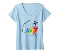 Femme Jubilé 2025 Souvenir de pèlerin Rome - Cadeau de Foi catholique T-Shirt avec Col en V
