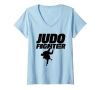 Femme Judo Fighter Judoist Arts Martiaux Judoka T-Shirt avec Col en V