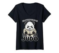 Femme Judo Panda, Tout ce Que Je Veux Faire, C'est Un Joli Ours Judoka T-Shirt avec Col en V