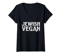Femme Juif végétalien T-Shirt avec Col en V