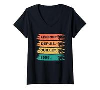 Femme Juillet 1958 - 67 Ans Anniversaire Cadeau Vintage 1958 T-Shirt avec Col en V