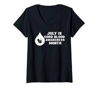 Femme Juillet est Le Mois National de Sensibilisation au Sang de Cordon T-Shirt avec Col en V