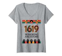 Femme Juin 1619 Honorer Le Mois de l'histoire des Anscetors T-Shirt avec Col en V