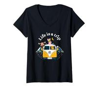 Femme Julius The Singe Bunny Girl Worry Bear Life is a Trip T-Shirt avec Col en V
