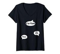 Femme Jumeaux Nouvelle maman enceinte Annonce de grossesse T-Shirt avec Col en V