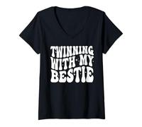 Femme Jumelage avec mes meilleurs amis Spirit Week pour filles, garçons et femmes T-Shirt avec Col en V