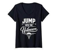 Femme Jump Into The Unknown Parachutisme Cadeau T-Shirt avec Col en V