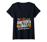 Femme Juneteenth 1865 : Liberté Éternelle et Fierté Culturelle T-Shirt avec Col en V