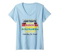 Femme Juneteenth Believe Achieve Succeed African Pride T-Shirt avec Col en V
