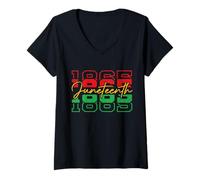 Femme Juneteenth Black History Celebrating Black Freedom Juin 1865 T-Shirt avec Col en V