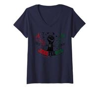 Femme Juneteenth Freedom Day Emancipation Fist T-Shirt avec Col en V